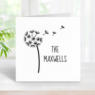 Dandelion Flower Parachutes Family Name Rubber Stamp