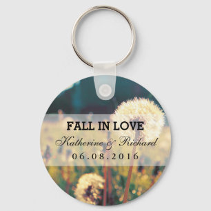 Dandelion Flower Wedding Favour Keepsake Keychain