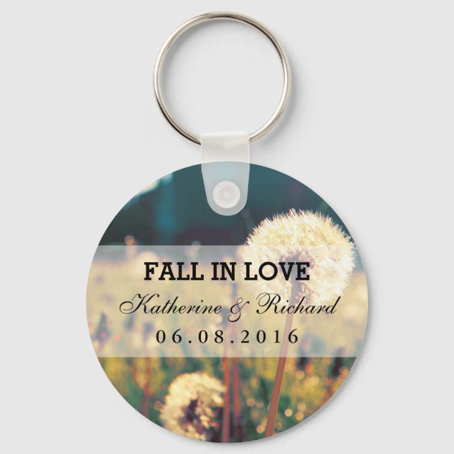 Dandelion Flower Wedding Favour Keepsake Keychain (Front)