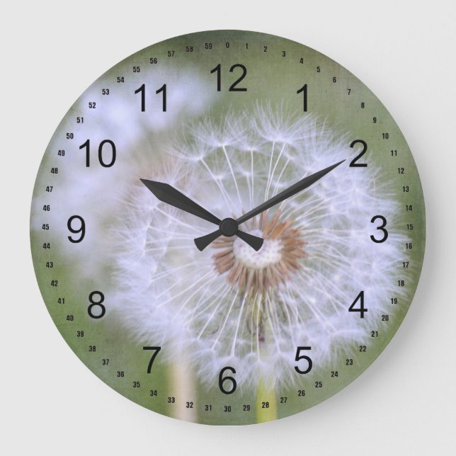 Dandelion Flowers Large Clock (Front)