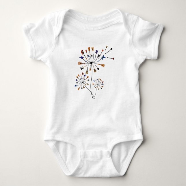 Dandelion Flowers Music Lover Gift For Guitarlist Baby Bodysuit (Front)