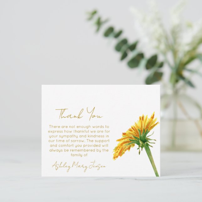 Dandelion | Funeral Thank You Card Bereavement  (Standing Front)