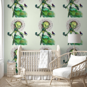 Dandelion Girl and Butterfly Wallpaper