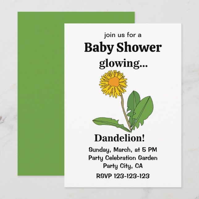 Dandelion Girl Baby Shower Invitation (Front/Back)