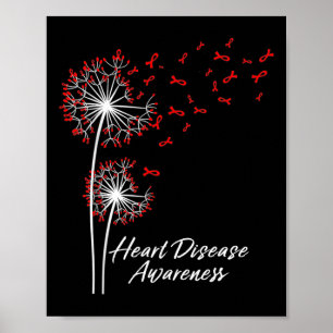 Dandelion Go Red Ribbon Heart Disease Awareness Mo Poster