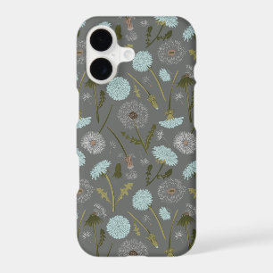 Dandelion Grey Blue Floral Pattern