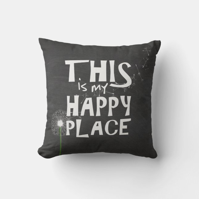 Dandelion Happiness on chalkboard Cushion (Front)