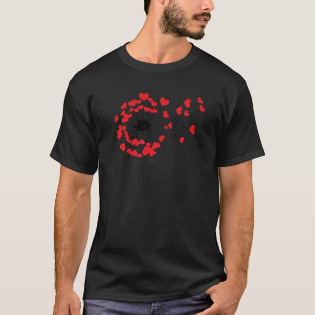 Dandelion Heart Flower Valentines Day Couple Match T-Shirt (Front)