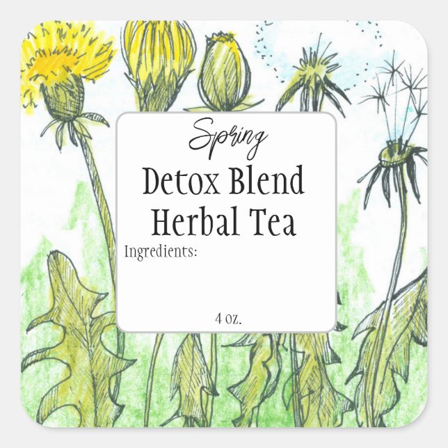 Dandelion Herb Tea Spring Detox Blend Label (Front)
