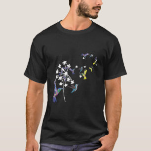 Dandelion Hummingbird Flower For Birdwatcher Herba T-Shirt
