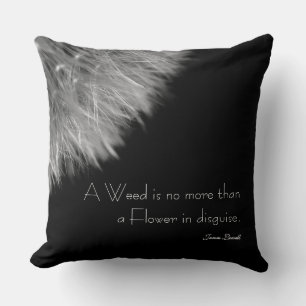 Dandelion in Black & White with Quote Cushion
