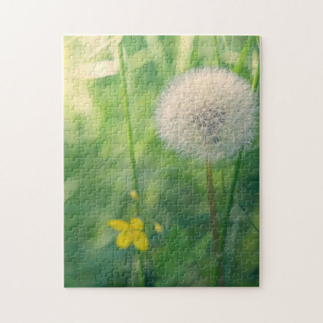 Dandelion in greenery with soft summer light jigsaw puzzle (Vertical)