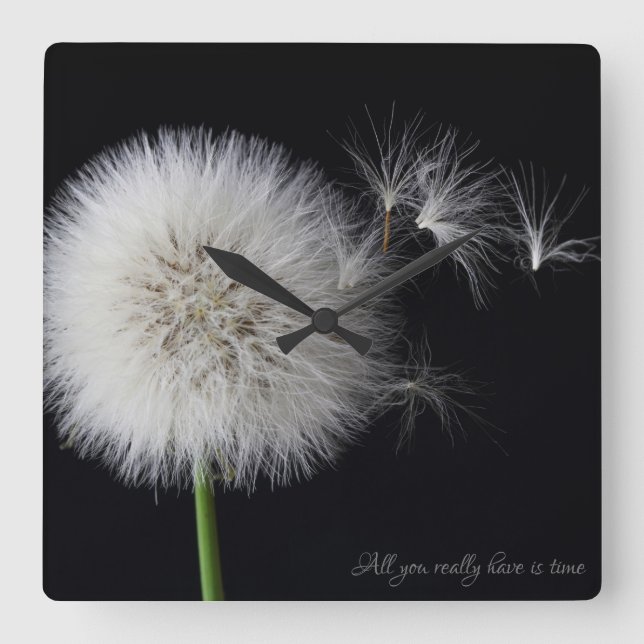 Dandelion in the breeze square wall clock (Front)