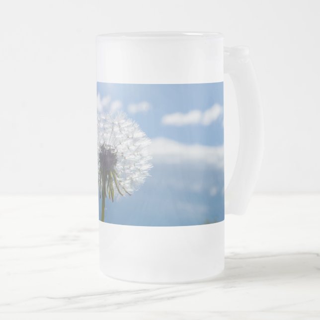 Dandelion In The Light Frosted Glass Beer Mug (Front Right)