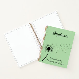 Dandelion In The Wind - I Choose Wishes Green Notebook