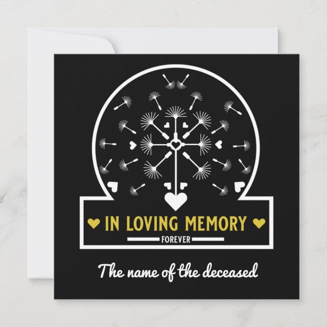 Dandelion In The Wind In Loving Memory  Card (Front)