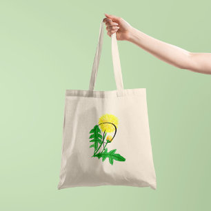 Dandelion in watercolour with initial 1 side tote bag