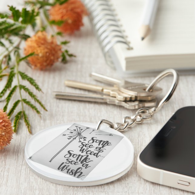 Dandelion inspiration - weed/wish key ring (Front Right)