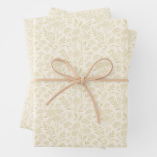 Dandelion Meadow Golden Wheat - Neutral Wrapping Paper Sheet