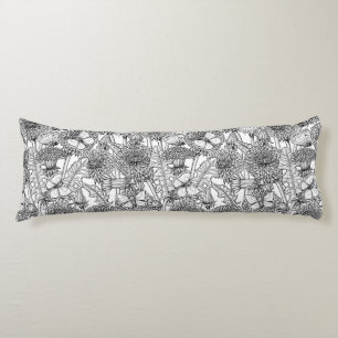 Dandelion meadow in black and white body cushion