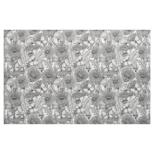 Dandelion meadow in black and white fabric (Fat Quarter)