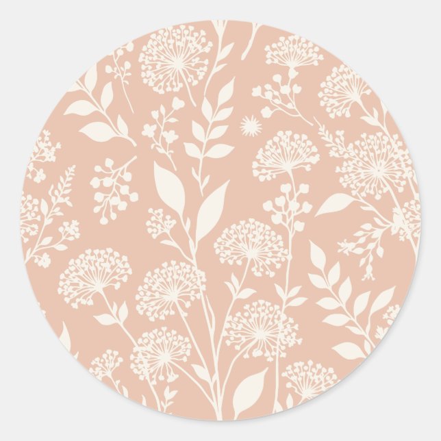 Dandelion Meadow Neutral - Warm Apricot Classic Round Sticker (Front)