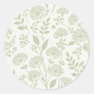 Dandelion Meadow Soft Olive - Neutral Classic Round Sticker