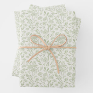Dandelion Meadow Soft Olive - Neutral Wrapping Paper Sheet