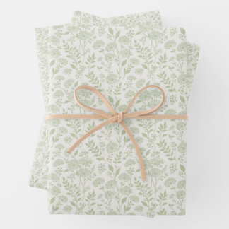 Dandelion Meadow Soft Olive - Neutral Wrapping Paper Sheet