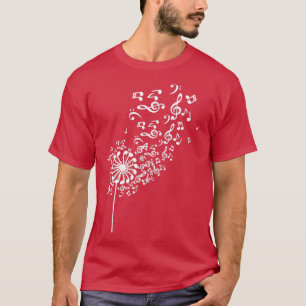 Dandelion Musical Notes Music Lover Nature Flower  T-Shirt