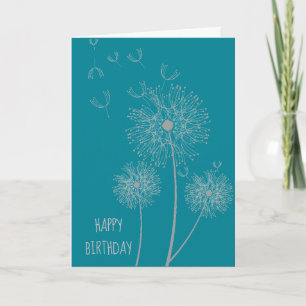 Dandelion on colour modern floral birthday card