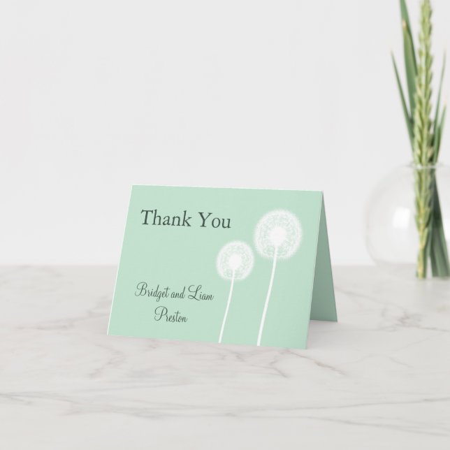 Dandelion on Mint Thank You Card (Front)
