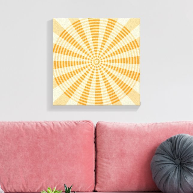 Dandelion, Orange Spiral, Boho Abstract Art Canvas Print (Insitu(LivingRoom))