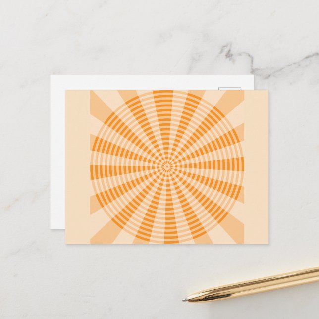 Dandelion, Orange Spiral, Boho Abstract Art Postcard (Front/Back In Situ)