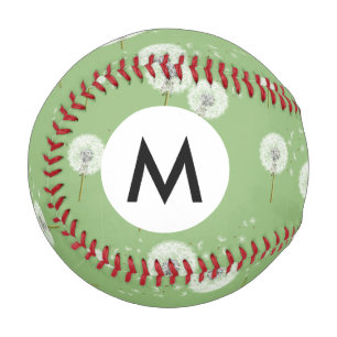 Dandelion Pattern on Green Background Baseball