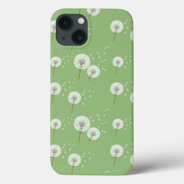 Dandelion Pattern on Green Background Case-Mate iPhone Case (Back)