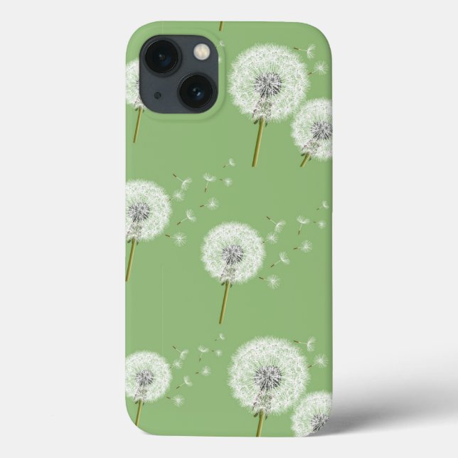 Dandelion Pattern on Green Background Case-Mate iPhone Case (Back)