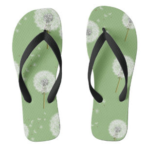 Dandelion Pattern on Green Background Jandals