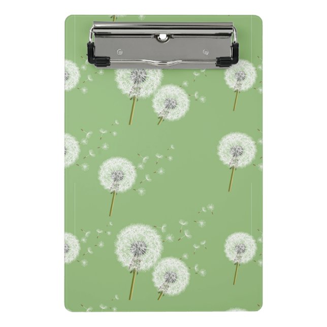 Dandelion Pattern on Green Background Mini Clipboard (Front)