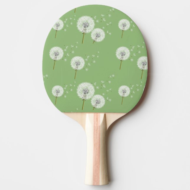 Dandelion Pattern on Green Background Ping Pong Paddle (Front)