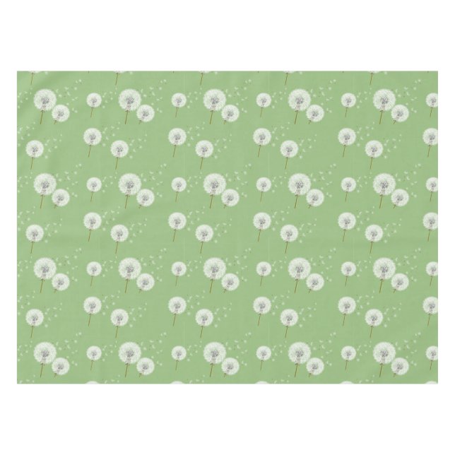 Dandelion Pattern on Green Background Tablecloth (Front (Horizontal))