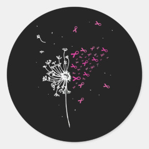 Dandelion Pink Ribbon Cool Breast Cancer Awareness Classic Round Sticker