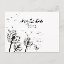 Dandelion Poufs Black and White Save the Date