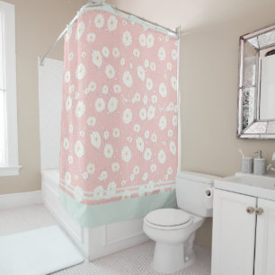 Dandelion Puff in Pink Shower Curtain