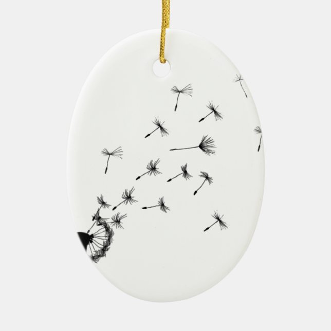 Dandelion puff in the wind ceramic tree decoration (Front)