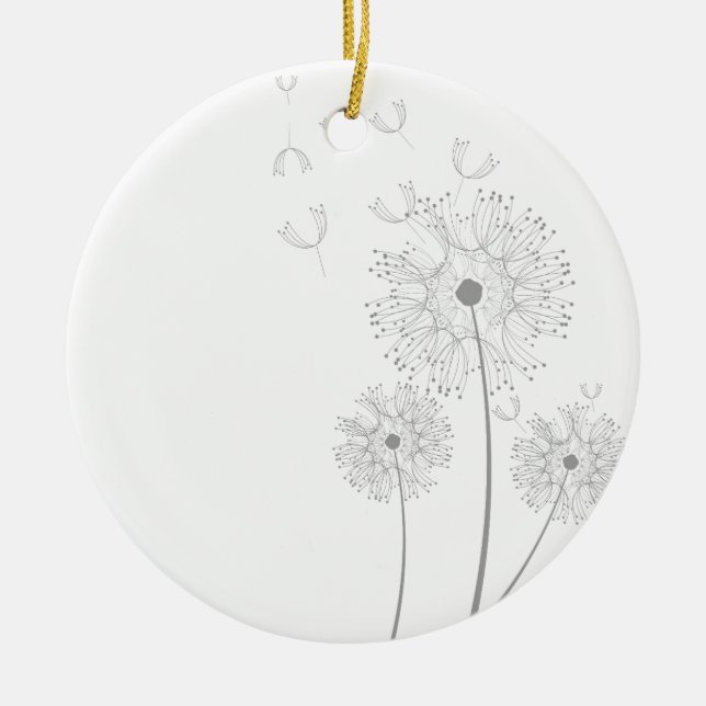 Dandelion pure modern flower art ceramic tree decoration (Front)
