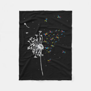 Dandelion Puzzle Ribbon Inspirational Autism Aware Fleece Blanket