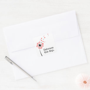 Dandelion Red Hearts With Quote Square Sticker
