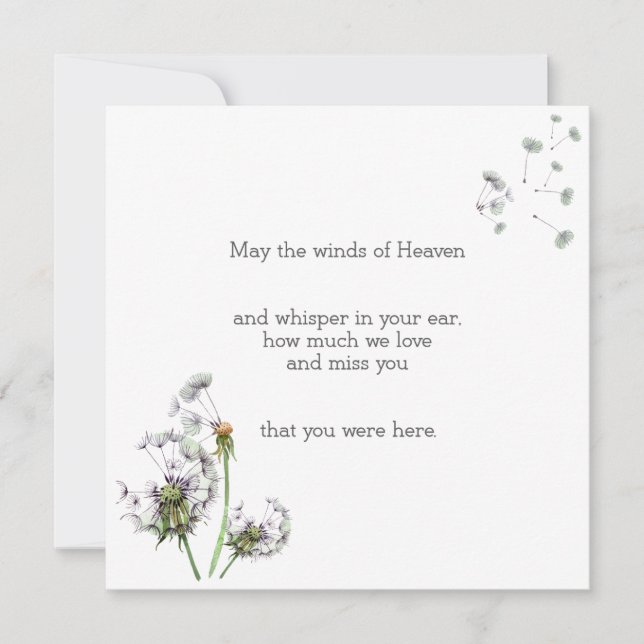 Dandelion Remembrance Card (Front)