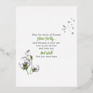 Dandelion Remembrance Foil Holiday Postcard